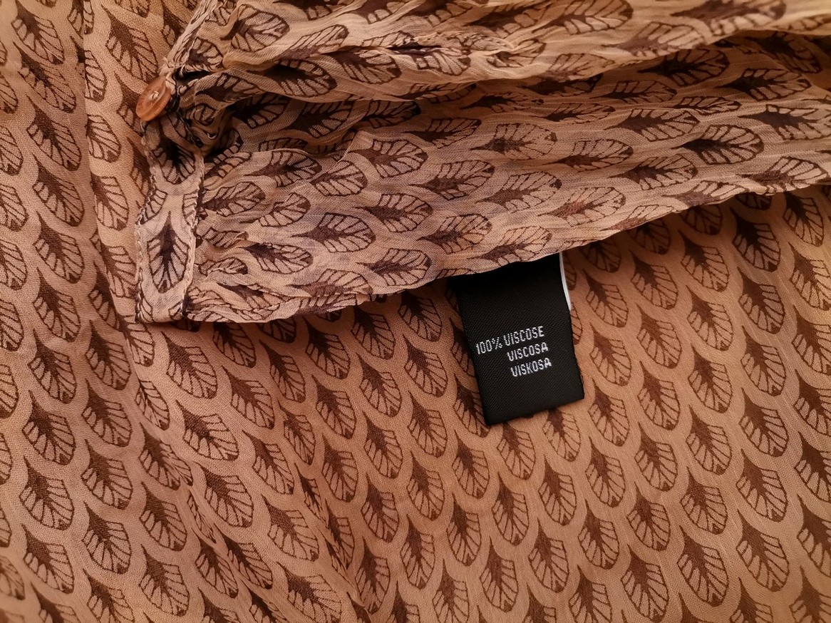 Antik Batik Rozmiar L Kolor Beżowy Roślinny Liście Halter Tunika Bluzka Długi rękaw Materiał Wiskoza 100%