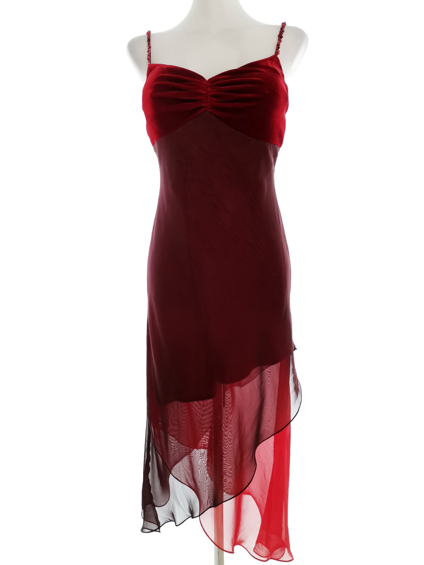 Demetrios Rozmiar 10 (36) Kolor Czerwony Dekolt Serce Suknia Balowa Sukienka Wieczorowa Bezrękawnik Hi-Low