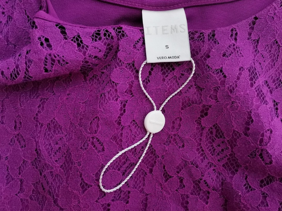 Vero moda Rozmiar S Kolor Fioletowy Okrągły dekolt Sukienka Bodycon Bezrękawnik Do Kolan