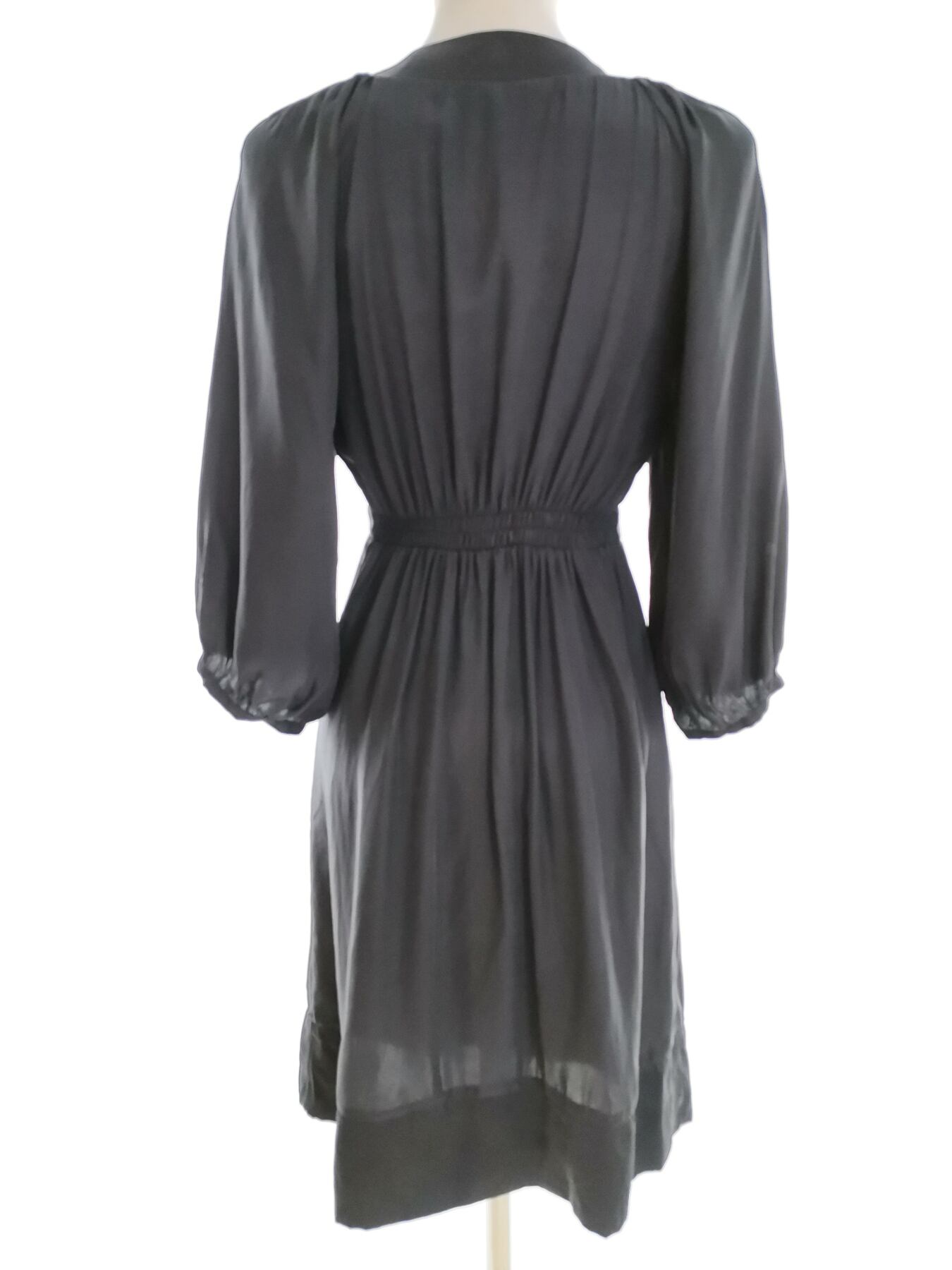 IMG_20220920_113353.jpg QUEENIE London Rozmiar 1 (36) Kolor Granatowy Split Crew Neck Sukienka Sheath Rękaw 3/4 Do Kolan