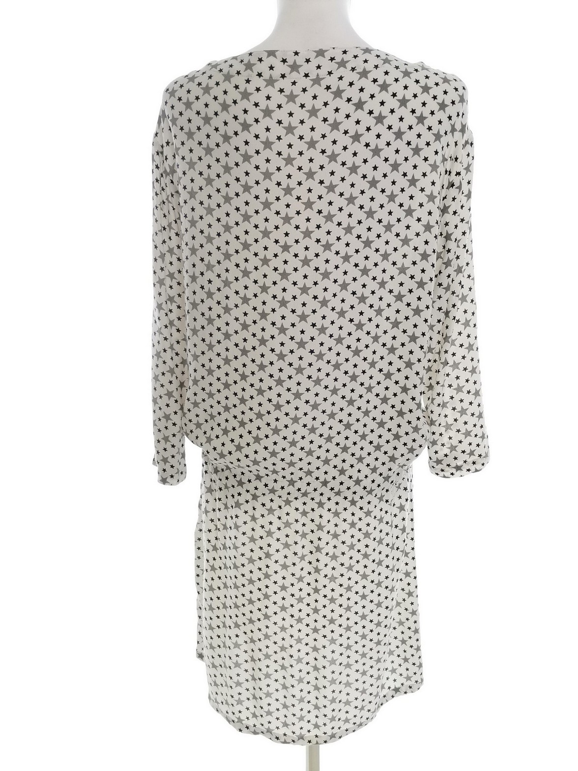 IMG_20220923_141926.jpg BZR Rozmiar 38 Kolor Kremowy Okrągły dekolt Sukienka Blouson Rękaw 3/4 Do Kolan Materiał Wiskoza 100%