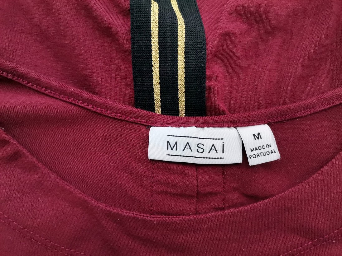IMG_20221003_134149.jpg Masai Rozmiar M Kolor Bordowy Okrągły dekolt Sukienka Prostokątna Rękaw 3/4 Do Kolan Materiał Wiskoza