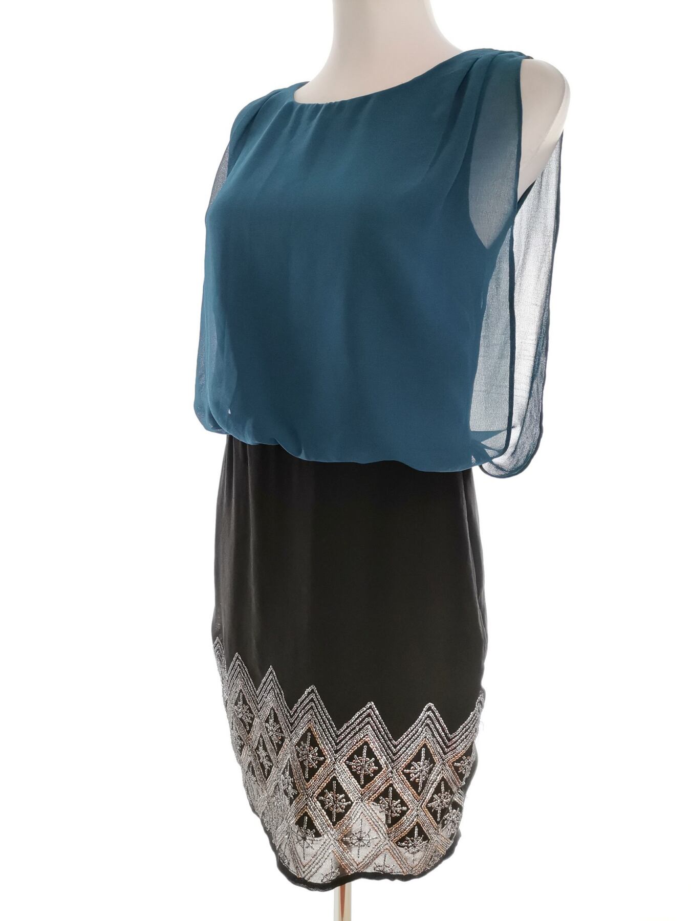 IMG_20221004_103612.jpg Vero moda Rozmiar 40 (36) Kolor Turkusowy Okrągły dekolt Sukienka Blouson Bezrękawnik Do Kolan