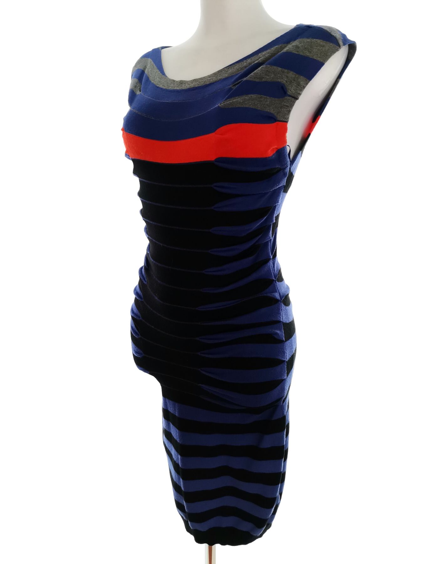 IMG_20221007_125732_0.jpg Ted Baker Rozmiar 1 (36) Kolor Niebieski Pasy W łódkę Sukienka Bodycon Bezrękawnik Do Kolan Materiał Wiskoza