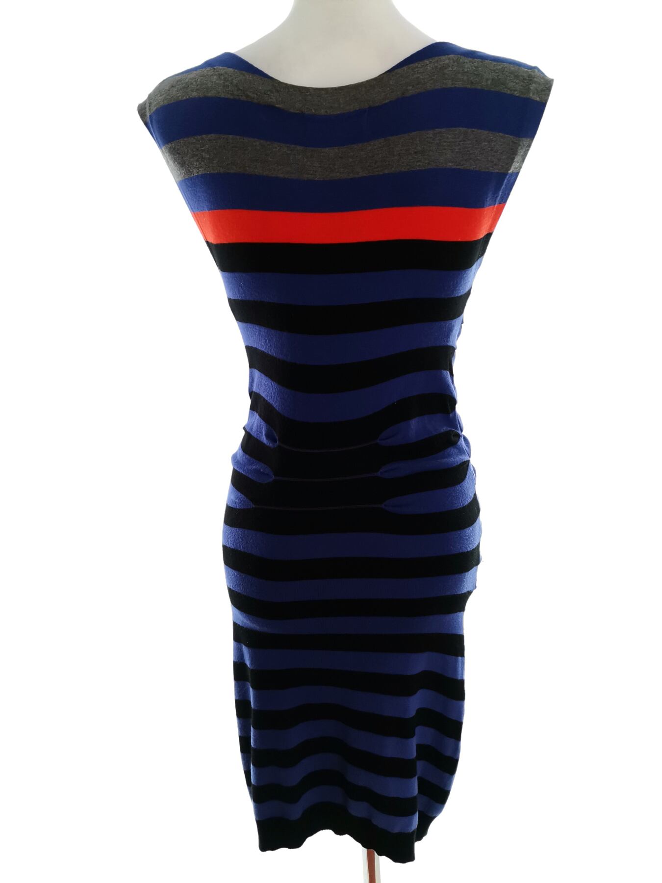 IMG_20221007_125738_0.jpg Ted Baker Rozmiar 1 (36) Kolor Niebieski Pasy W łódkę Sukienka Bodycon Bezrękawnik Do Kolan Materiał Wiskoza