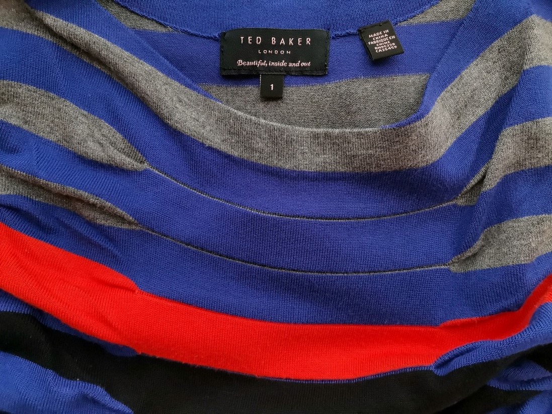 IMG_20221007_125801_0.jpg Ted Baker Rozmiar 1 (36) Kolor Niebieski Pasy W łódkę Sukienka Bodycon Bezrękawnik Do Kolan Materiał Wiskoza