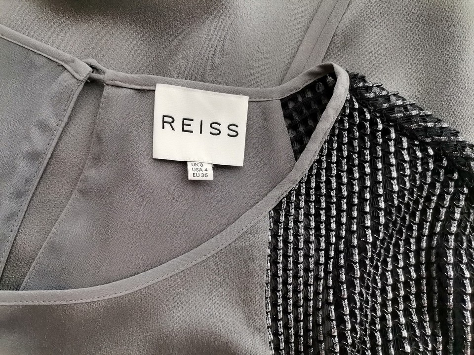 IMG_20221010_122335.jpg Reiss Rozmiar 8 (36) Kolor Szary Okrągły dekolt Sukienka Prostokątna Krótki rękaw Do Kolan