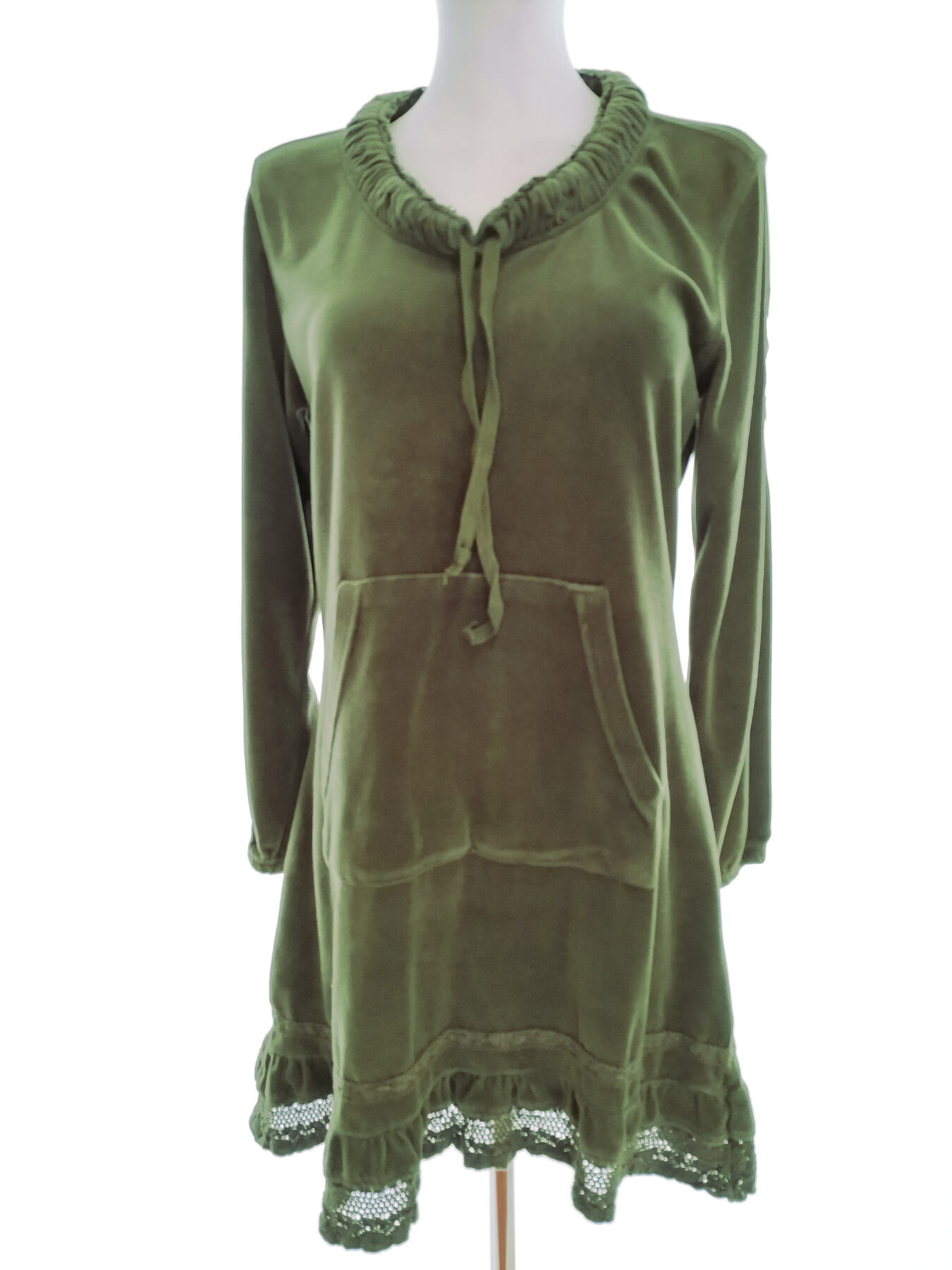 B.YOUNG Rozmiar M Kolor Zielony Okrągły dekolt Sukienka Sweterkowa Długi rękaw Do Kolan Materiał Bawełna