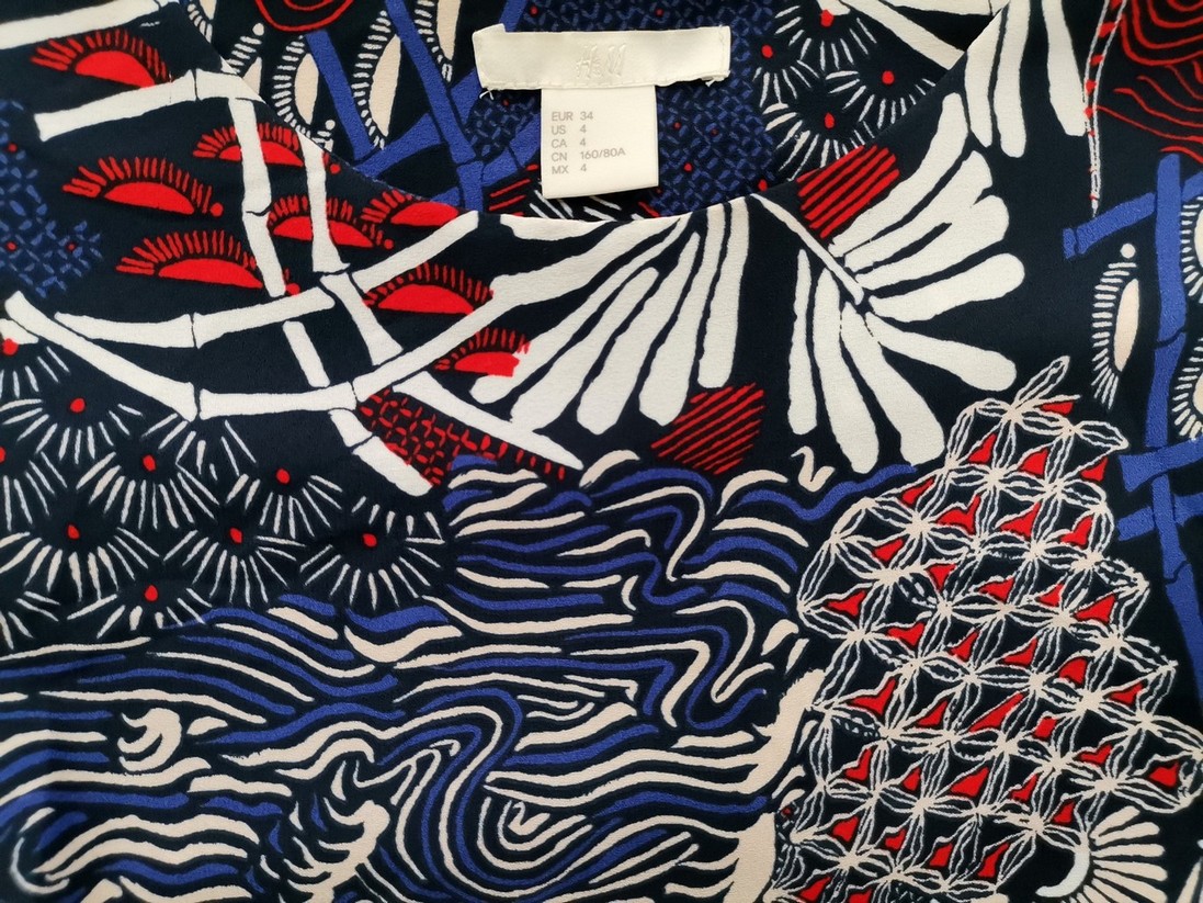 IMG_20221014_105315.jpg H&m Rozmiar 34 Kolor Niebieski Okrągły dekolt Sukienka Mini Bezrękawnik Krótka