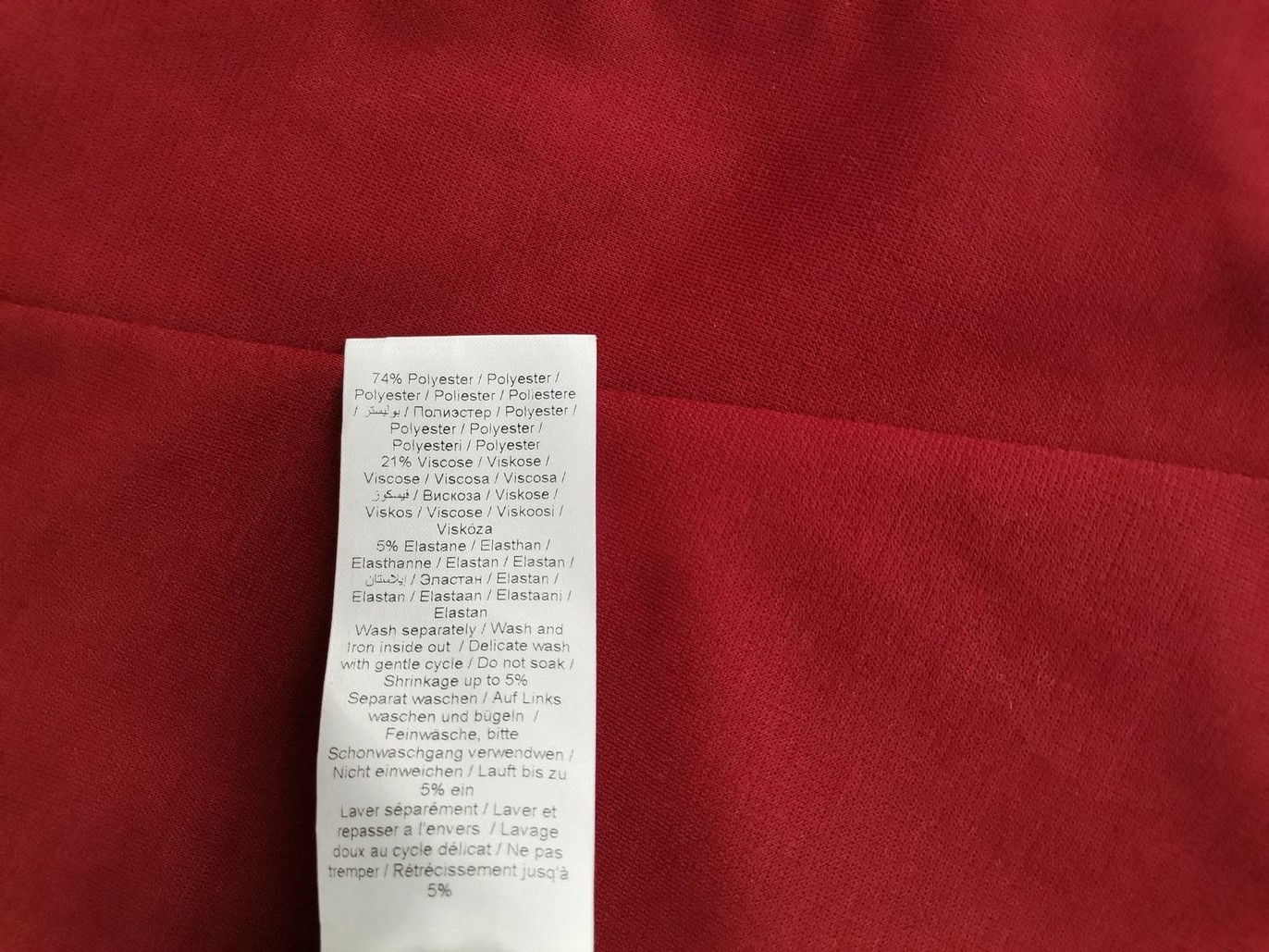 IMG_20221027_143007.jpg Fransa Rozmiar M Kolor Bordowy Okrągły dekolt Sukienka Prostokątna Krótki rękaw Midi