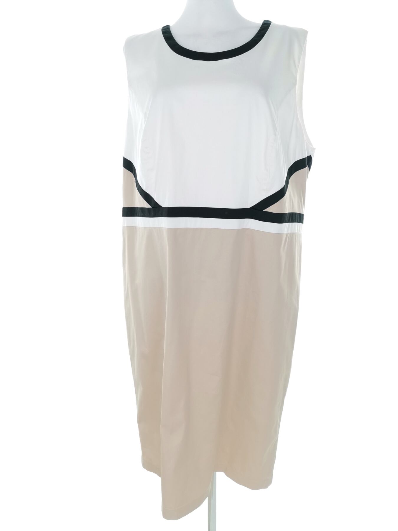 Gerry weber Rozmiar 46 Kolor Biały Okrągły dekolt Sukienka Prostokątna Bezrękawnik Midi Materiał Bawełna 100%