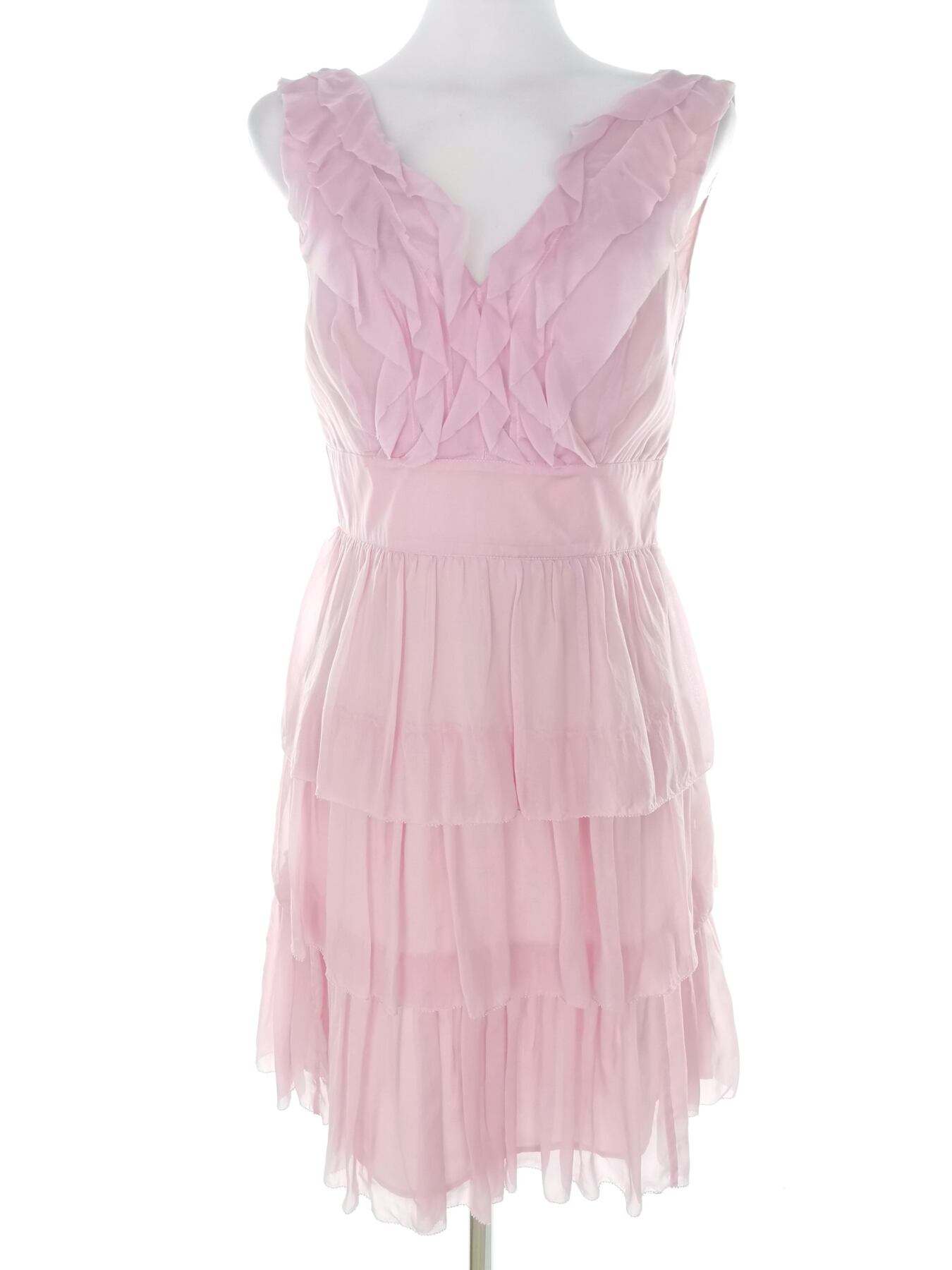 Warehouse Rozmiar 10 (36) Kolor Różowy W serek Suknia Balowa Sukienka Wieczorowa Bezrękawnik Do Kolan Materiał Jedwab 100%
