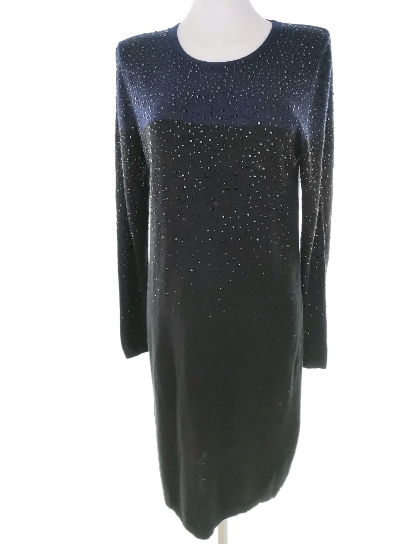 Clements Ribeiro Rozmiar M (12/38) Kolor Granatowy Okrągły dekolt Sukienka Sweterkowa Długi rękaw Midi