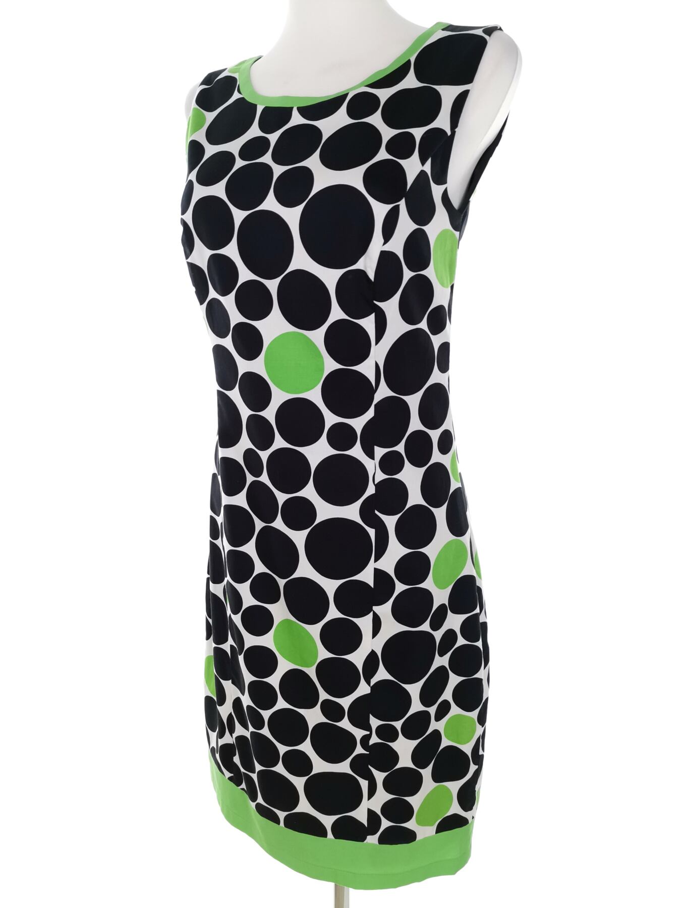 IMG_20221108_113731.jpg Gerry weber Rozmiar 34/36 Kolor Zielony Grochy Okrągły dekolt Sukienka Sheath Bezrękawnik Midi