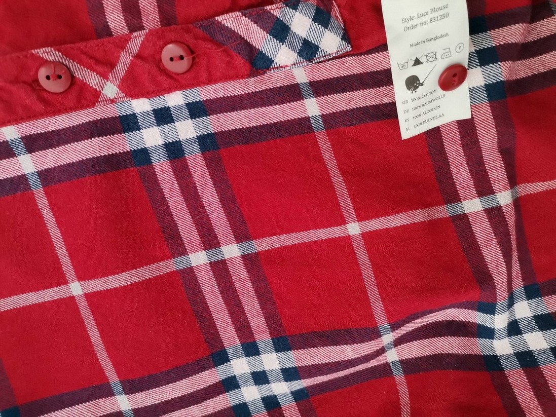 IMG_20221115_112102.jpg Monki Rozmiar XS/S Kolor Czerwony Krata Kołnierz Sukienka Prostokątna Długi rękaw Do Kolan Materiał Bawełna 100%