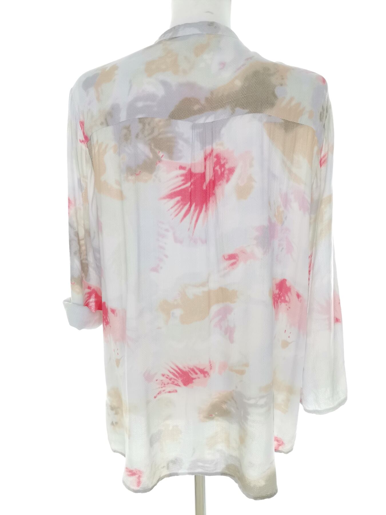 IMG_20221122_103811.jpg Andrea Rozmiar 38 Kolor Kremowy Floral Abstrakt Split Crew Neck Tunika Popover Bluzka Rękaw 3/4