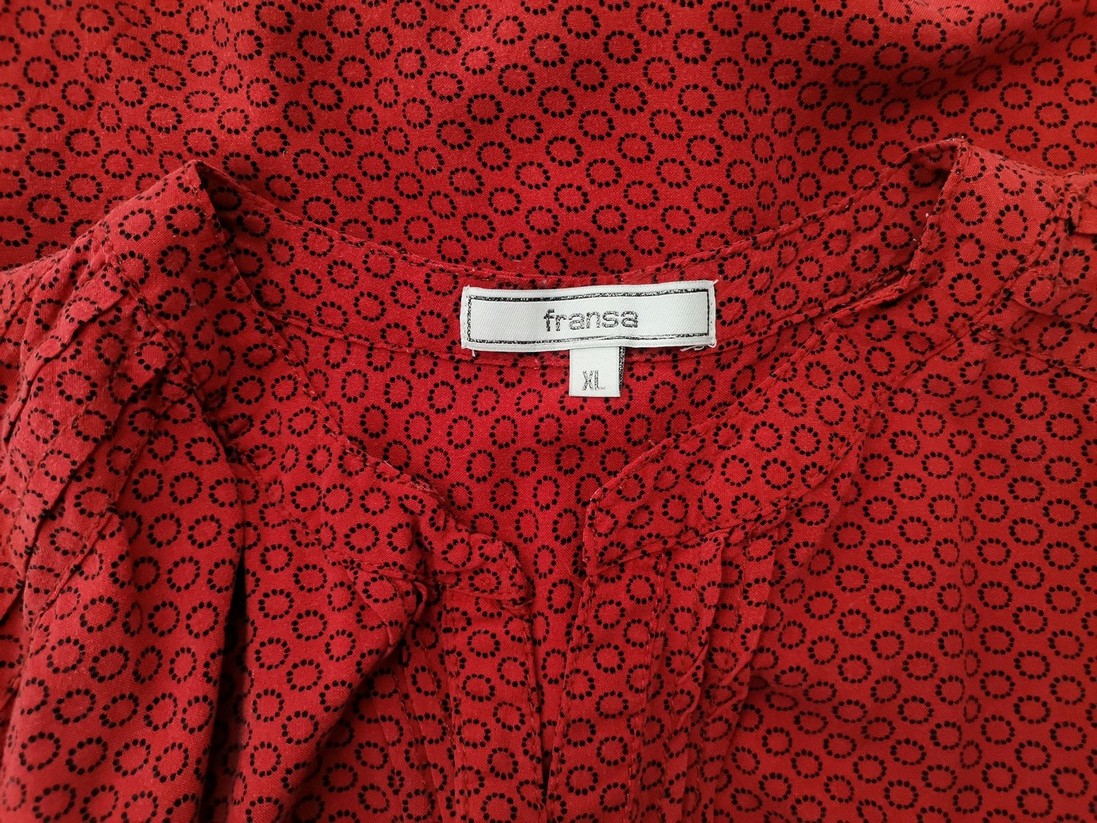 IMG_20221123_125307.jpg Fransa Rozmiar XL Kolor Czerwony Split Crew Neck Bluzka Rękaw 3/4 Materiał Wiskoza 100%