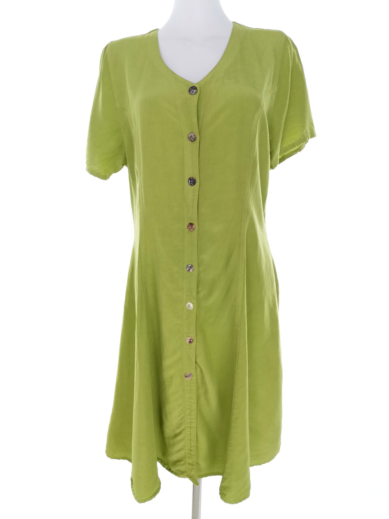 Arrivee Rozmiar 1 (38) Kolor Zielony W serek Sukienka Koszulowa Krótki rękaw Midi Materiał Wiskoza 100%