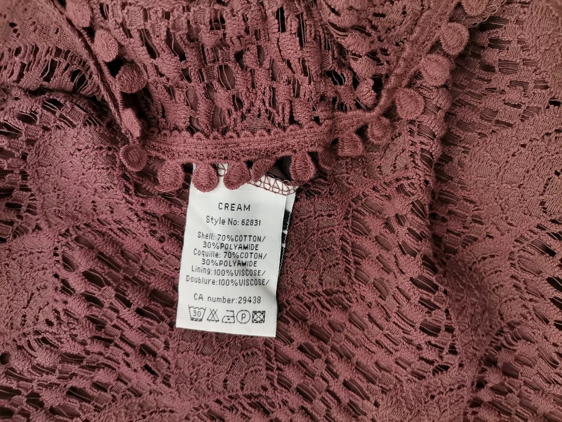 IMG_20221125_123932.jpg Cream Rozmiar 36 Kolor Purpurowy Okrągły dekolt Sukienka Prostokątna Rękaw 3/4 Do Kolan Materiał Bawełna