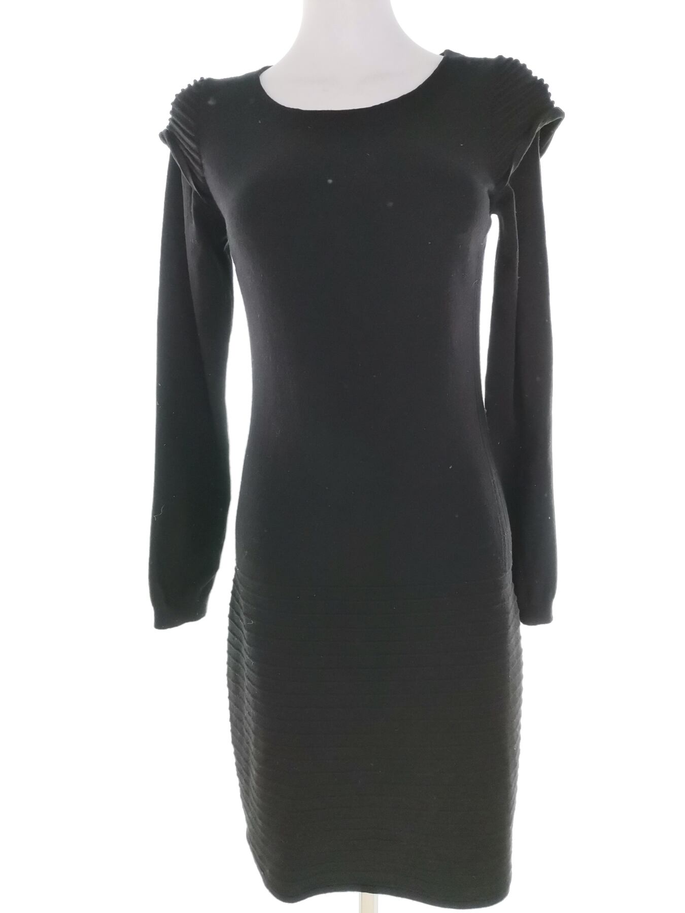 Tricot Rozmiar M Kolor Czarny Okrągły dekolt Sukienka Ołówkowa Długi rękaw Do Kolan Materiał Wiskoza
