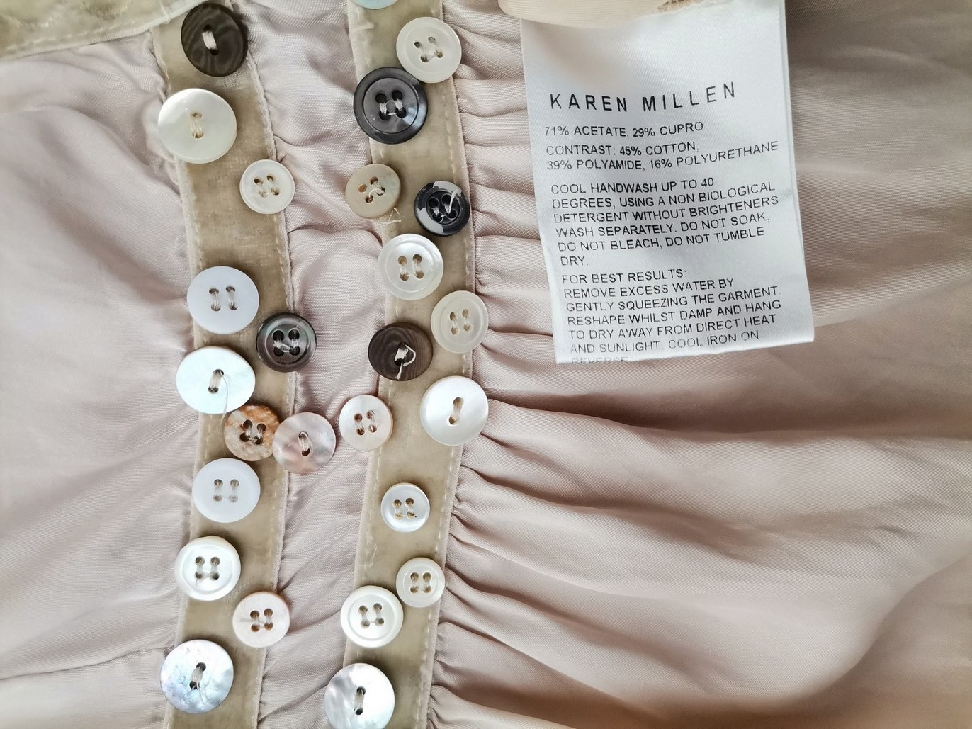 IMG_20221201_095206.jpg Karen MILLEN Rozmiar 8 (36) Kolor Perłowy Split Crew Neck Bluzka Krótki rękaw