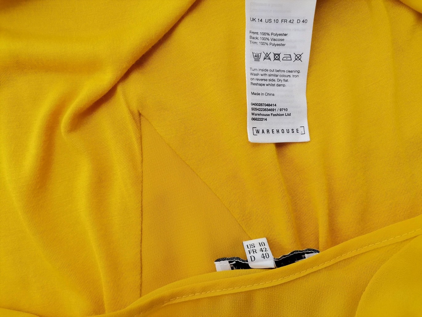 Warehouse Rozmiar 14 (40) Kolor Żółty Okrągły dekolt Bluzka Krótki rękaw