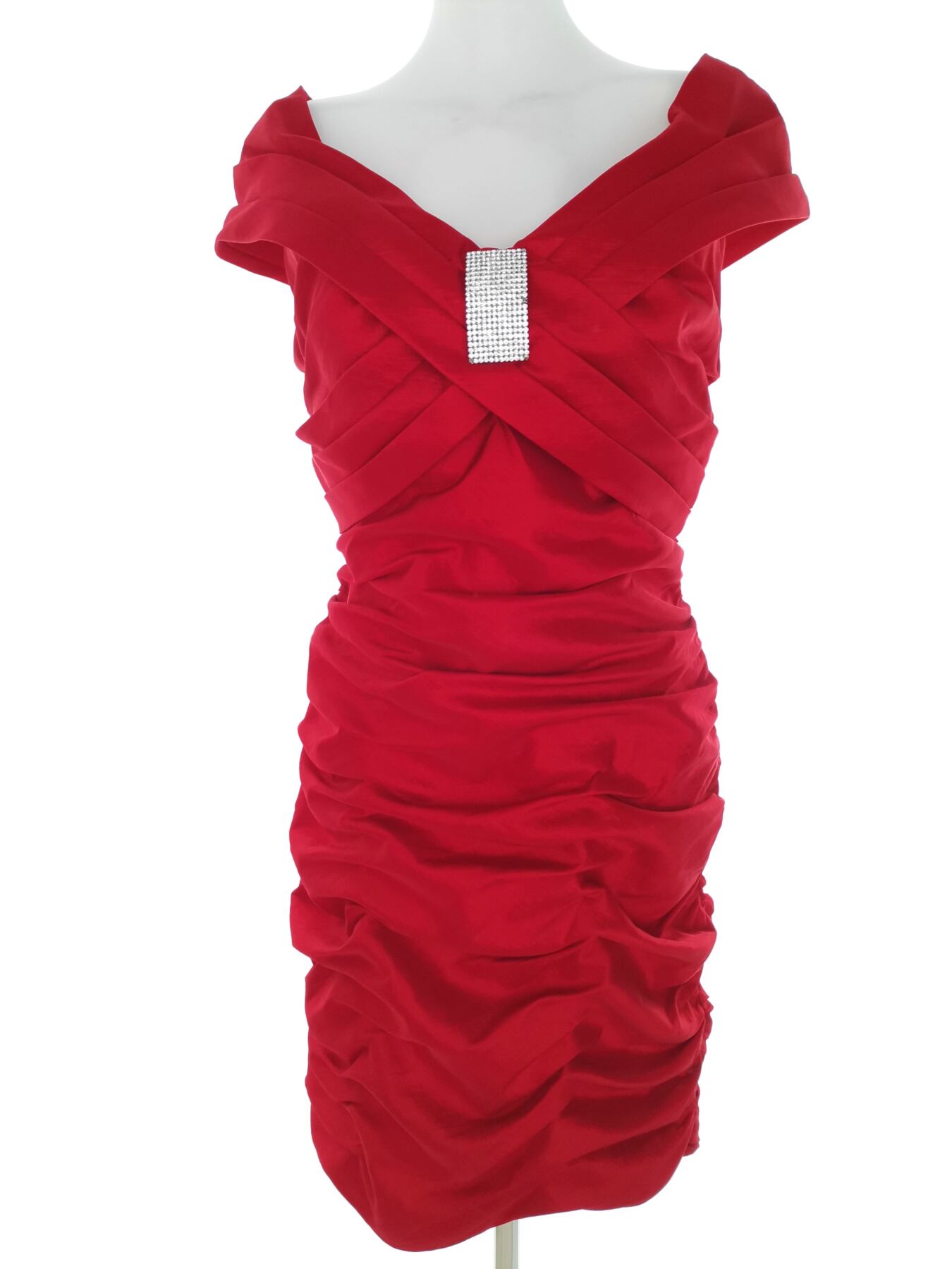 Cachet Rozmiar 12 (38) Kolor Czerwony W serek Suknia Balowa Sukienka Wieczorowa Krótki rękaw Do Kolan