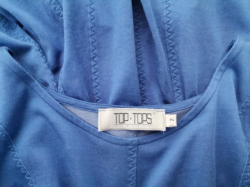 IMG_20221201_131924.jpg TOP TOPS Rozmiar 2 (40) Kolor Niebieski Okrągły dekolt Sukienka Prostokątna Długi rękaw Do Kolan Materiał Rayon