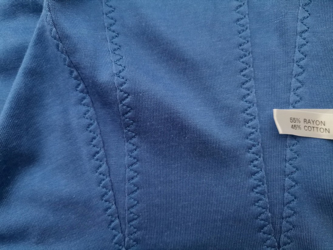 IMG_20221201_131934.jpg TOP TOPS Rozmiar 2 (40) Kolor Niebieski Okrągły dekolt Sukienka Prostokątna Długi rękaw Do Kolan Materiał Rayon