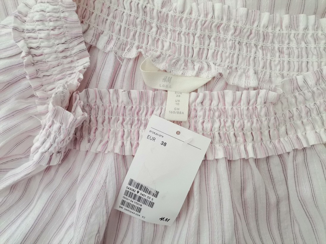IMG_20221202_120903.jpg H&m Rozmiar 38 Kolor Różowy Pasy W łódkę Bluzka Rękaw 3/4 Materiał Bawełna 100%