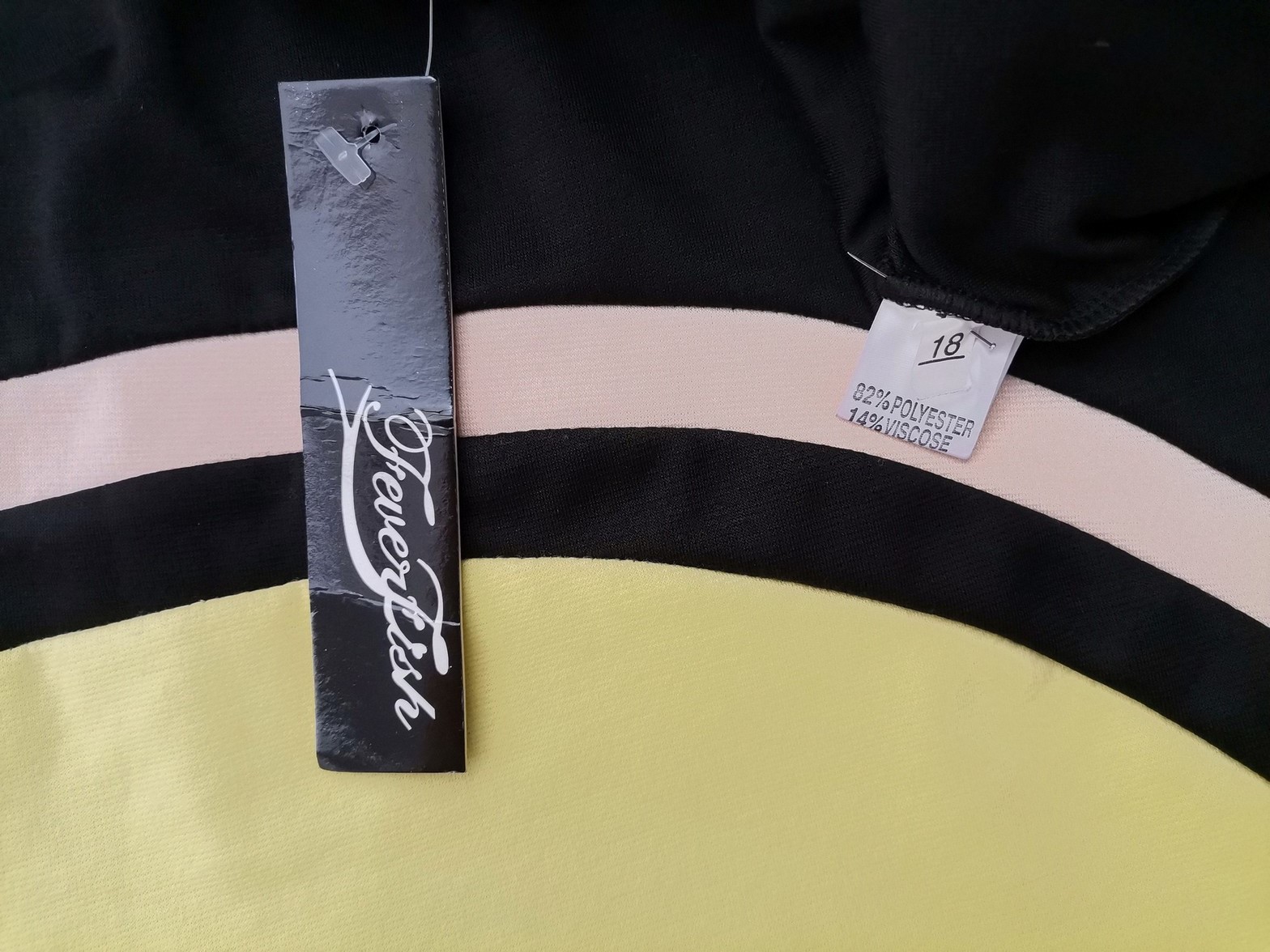 IMG_20221202_130522.jpg Fever Fish Rozmiar 18 (46) Kolor Czarny Crew Neck Sukienka Bodycon Krótki rękaw Midi