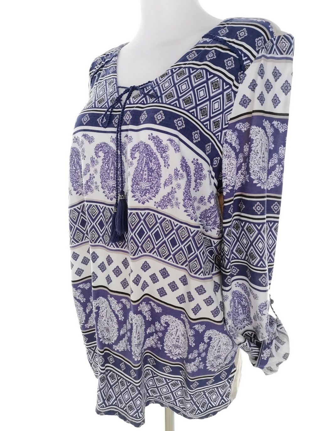 IMG_20221202_131515.jpg BONMARCHE Rozmiar 16 (44) Kolor Fioletowy Paisley W serek Tunika Bluzka Długi rękaw Materiał Wiskoza 100%