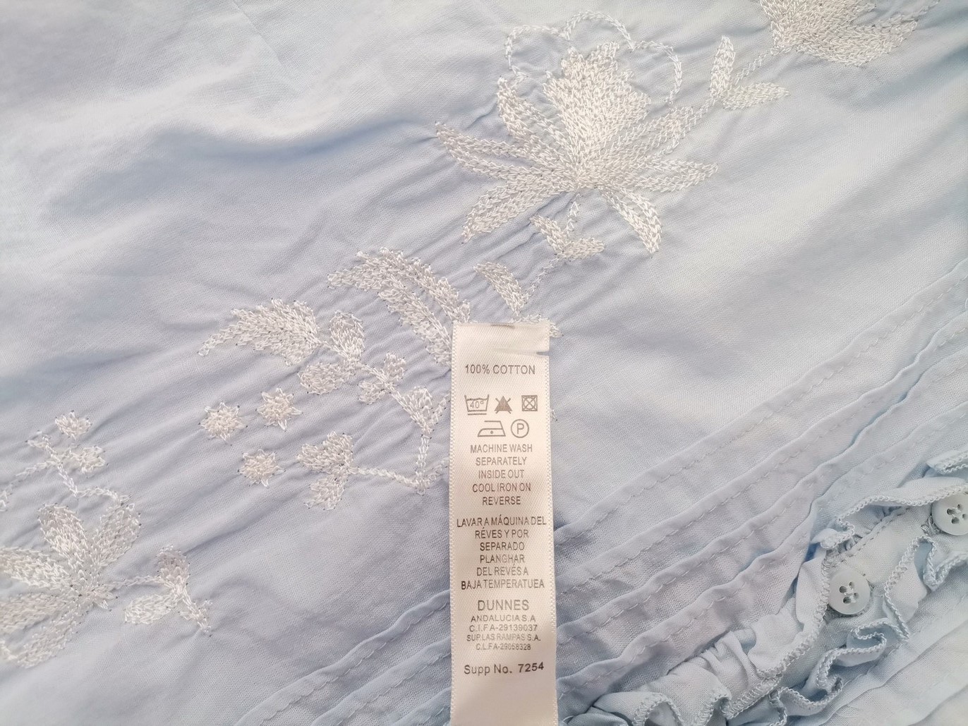 Dunnes Rozmiar 20 (48) Kolor Niebieski Dekolt U Bluzka Popover Guziki Krótki rękaw Materiał Bawełna 100%