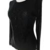 Rozmiar 12 (40) Kolor Czarny Keyhole Crew Neck Bluzka Długi rękaw