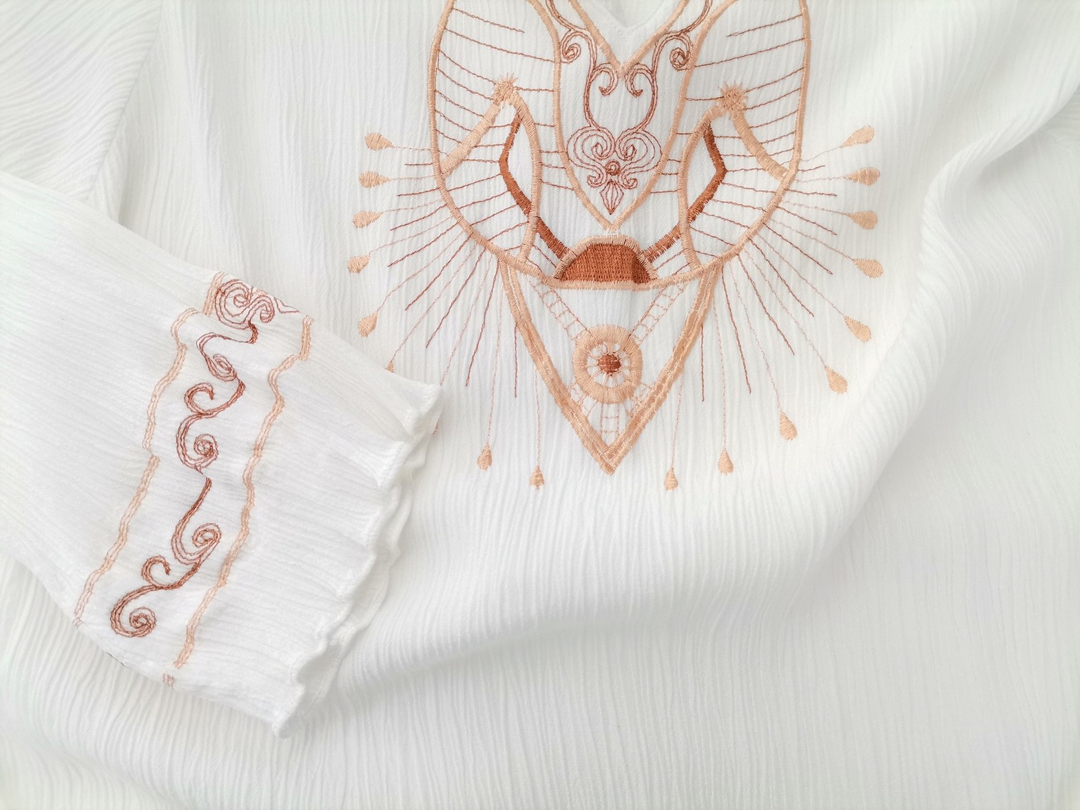 KANDA Rozmiar 46 Kolor Biały Split Crew Neck Tunika Bluzka Rękaw 3/4