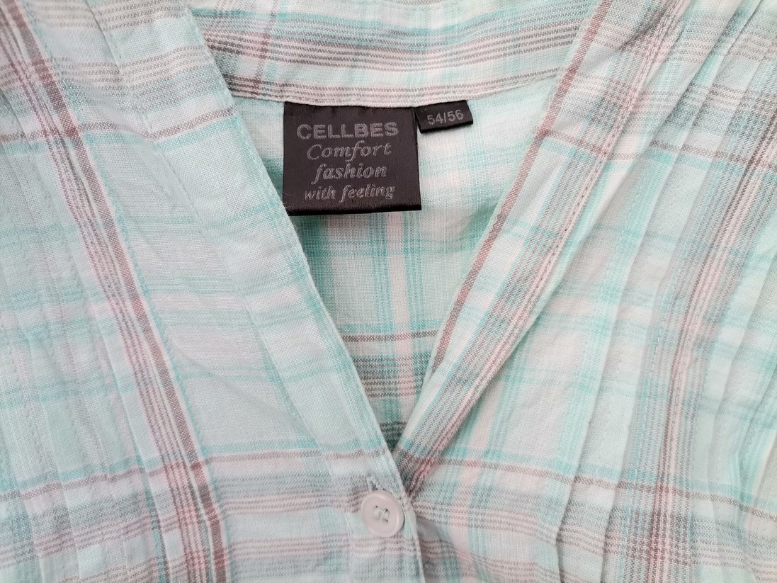IMG_20221209_084800.jpg CELLBES Rozmiar 54/56 Kolor Niebieski Krata Split Crew Neck Tunika Bluzka Krótki rękaw Materiał Bawełna 100%