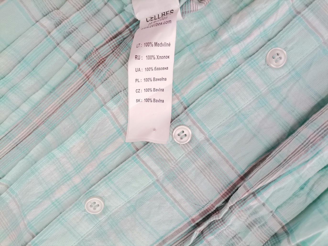 IMG_20221209_084827.jpg CELLBES Rozmiar 54/56 Kolor Niebieski Krata Split Crew Neck Tunika Bluzka Krótki rękaw Materiał Bawełna 100%