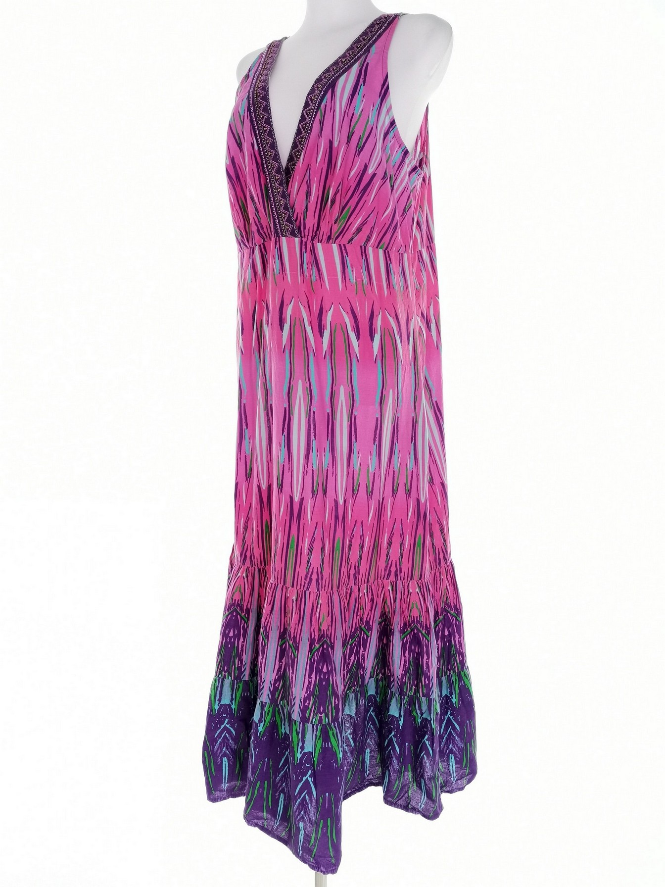 IMG_20221216_113728.jpg Collection Debenhams Rozmiar 14 (42) Kolor Fioletowy W serek Sukienka Maxi Bezrękawnik Długa Materiał Bawełna 100%