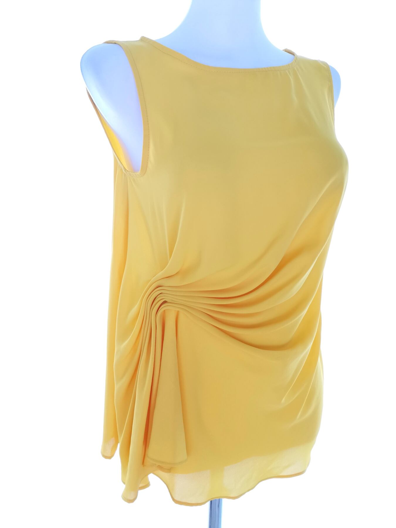 IMG_20221221_112937.jpg ZARA BASIC Rozmiar XS Kolor Żółty Okrągły dekolt Bluzka Bezrękawnik