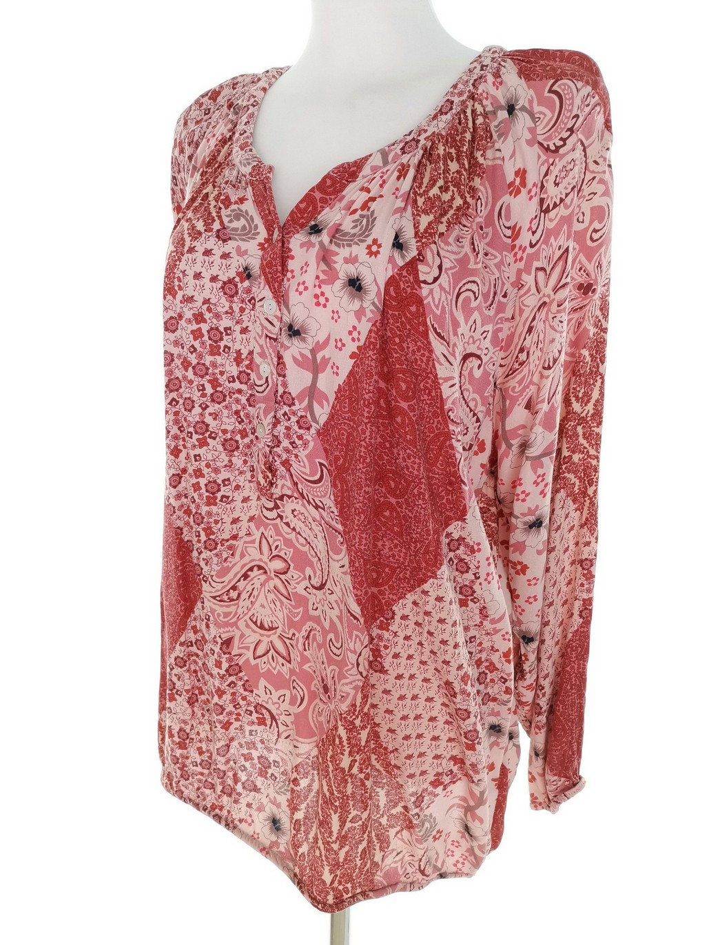 IMG_20221221_134130.jpg Risoe Rozmiar 44 Kolor Różowy Split Crew Neck Tunika Popover Bluzka Długi rękaw Materiał Wiskoza 100%