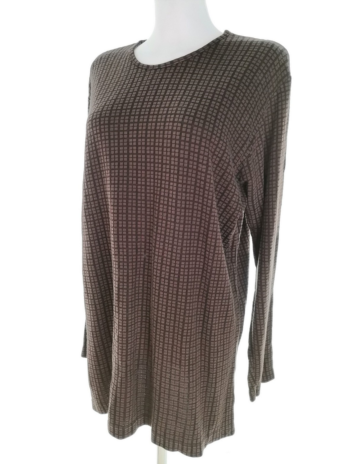 IMG_20221222_114421.jpg B.B JVTTE MEILVANG Rozmiar S Kolor Brązowy Krata Crew Neck Sukienka Sweterkowa Długi rękaw Krótka Materiał Bawełna