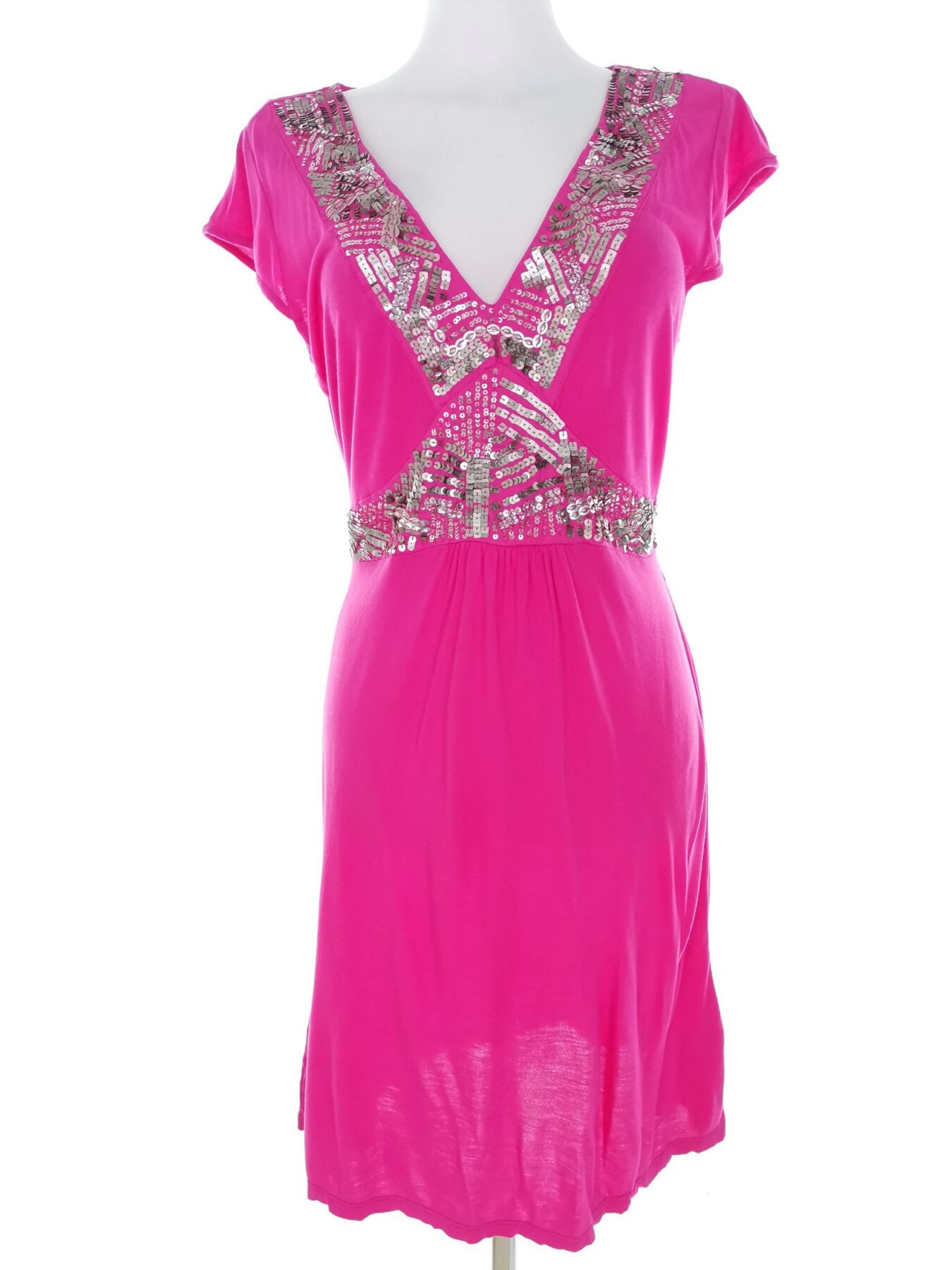 Redherring Rozmiar 10 (38) Kolor Różowy W serek Sukienka A-Line Krótki rękaw Do Kolan Materiał Wiskoza 100%