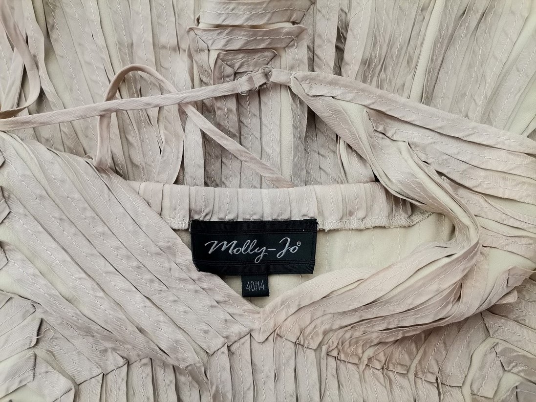 Molly-jo Rozmiar 40 Kolor Beżowy Pasy W serek Bluzka Bezrękawnik