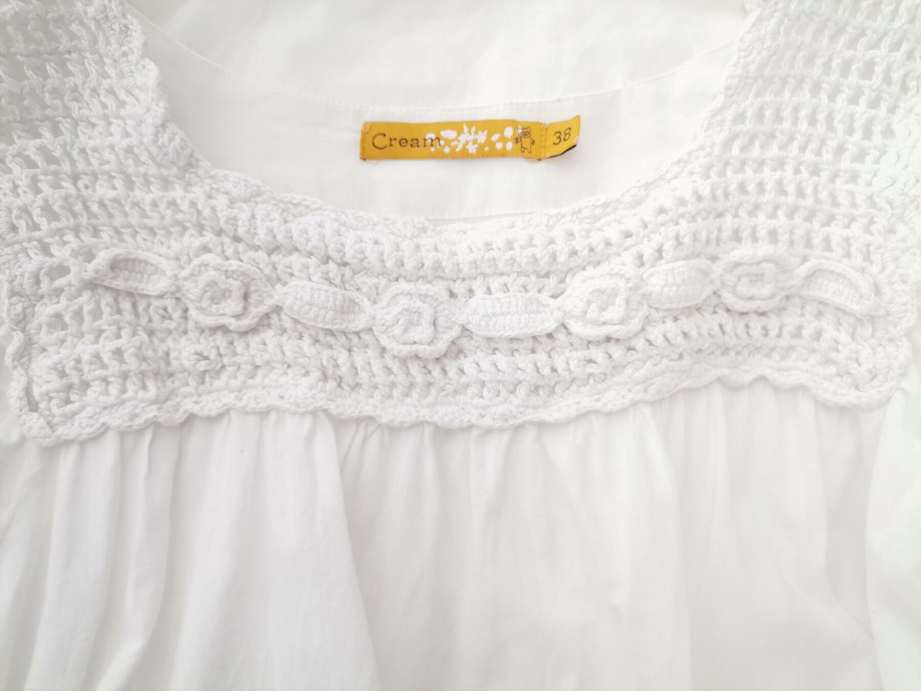 IMG_20221223_104815.jpg Cream Rozmiar 38 Kolor Biały Kwadratowy dekolt Tunika Bluzka Krótki rękaw Materiał Bawełna 100%