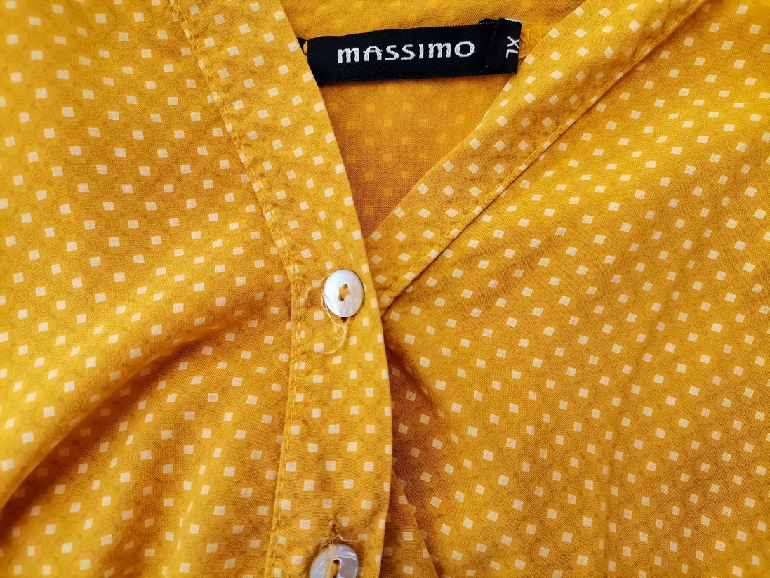 IMG_20221227_124526.jpg massimo Rozmiar XL Kolor Żółty Romby Split Crew Neck Tunika Popover Bluzka Długi rękaw Materiał Wiskoza 100%