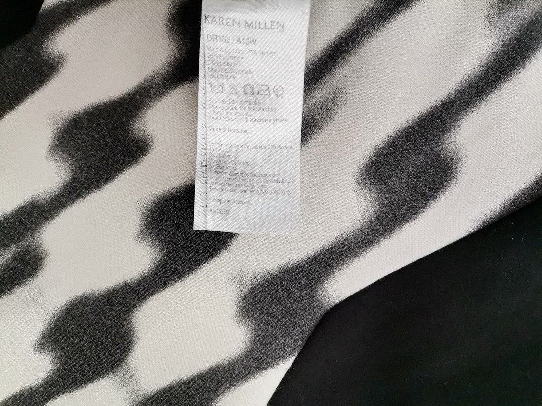 IMG_20221227_131106.jpg Karen MILLEN Rozmiar 8 (36) Kolor Czarny Okrągły dekolt Sukienka Ołówkowa Krótki rękaw Midi Materiał Wiskoza