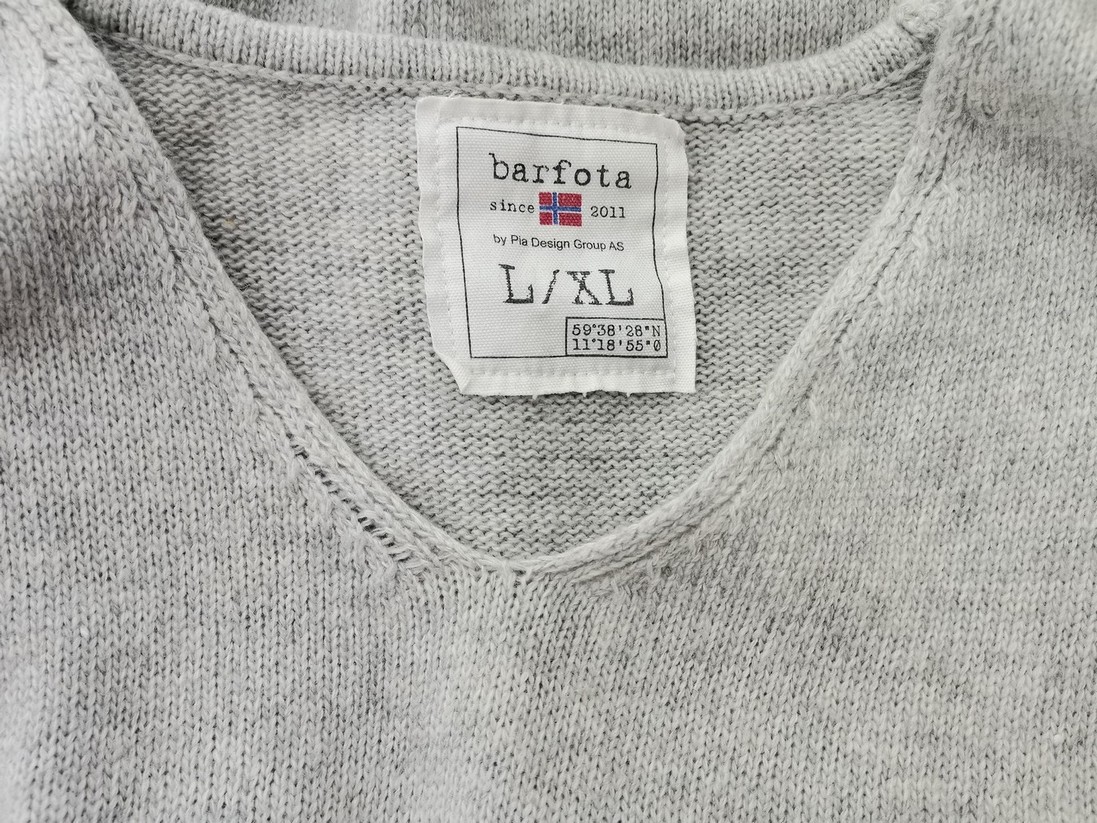 Barfota Rozmiar L/XL Kolor Szary W serek Tunika Bluzka Dzianina Długi rękaw Materiał Wełna