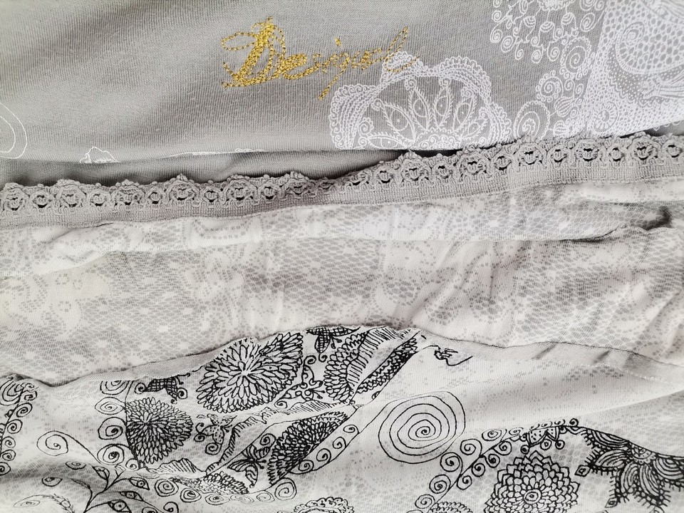 IMG_20221227_141117.jpg DESIGUAL Rozmiar XS Kolor Szary Dekolt U Sukienka Sheath Krótki rękaw Midi