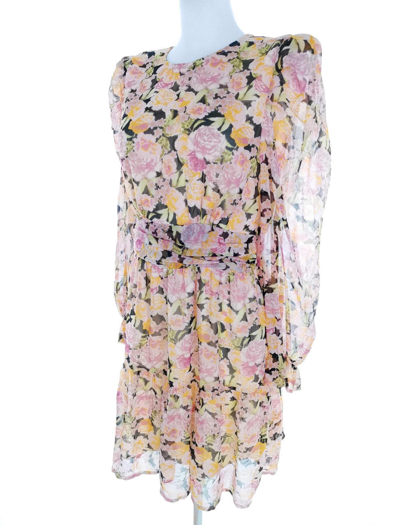IMG_20230102_104710.jpg Vero moda Rozmiar M Kolor Różowy Okrągły dekolt Sukienka Sheath Długi rękaw Do Kolan
