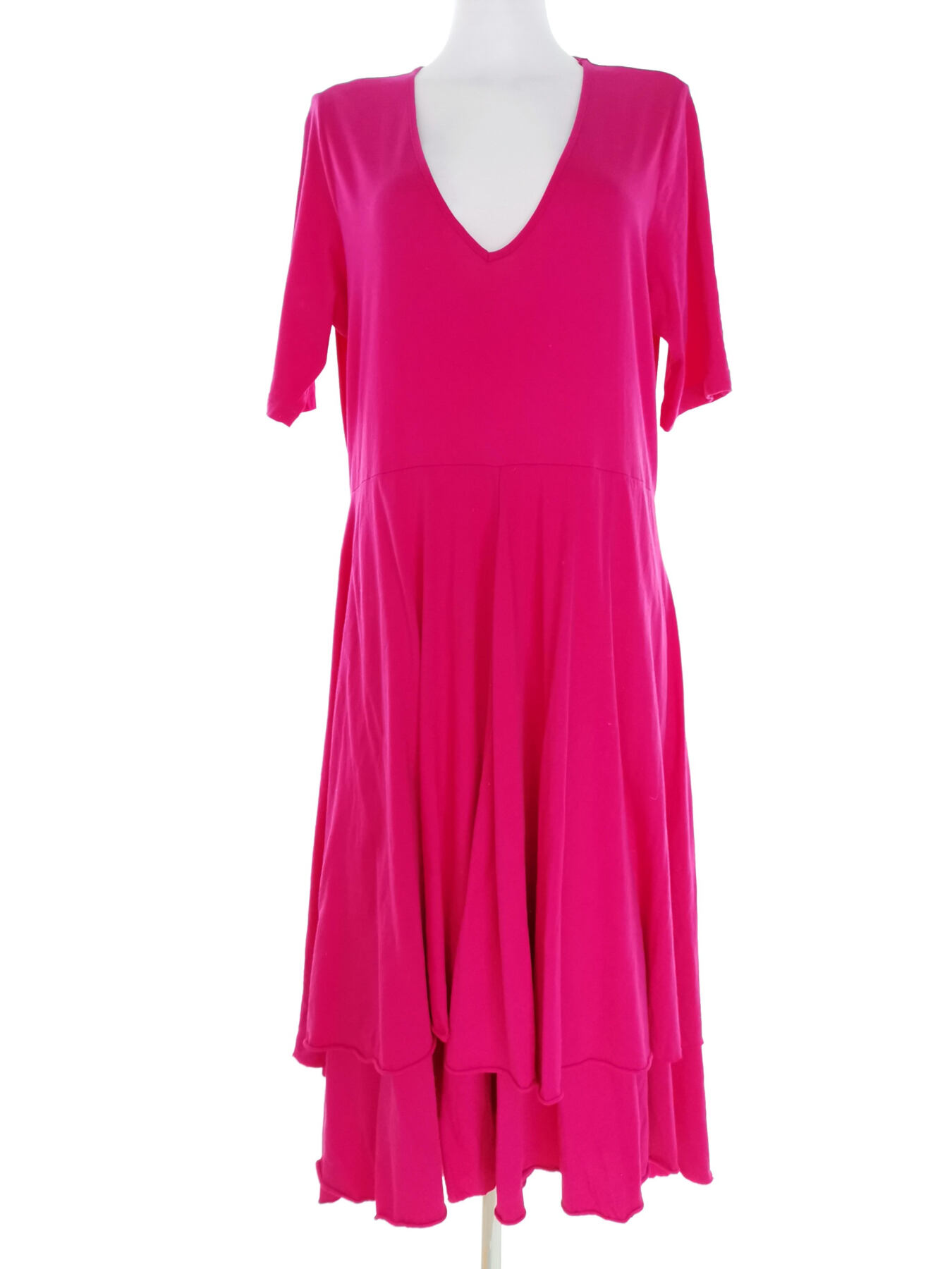 Sandwich Rozmiar XL Kolor Różowy W serek Sukienka Maxi Krótki rękaw Długa Materiał Bawełna 100%